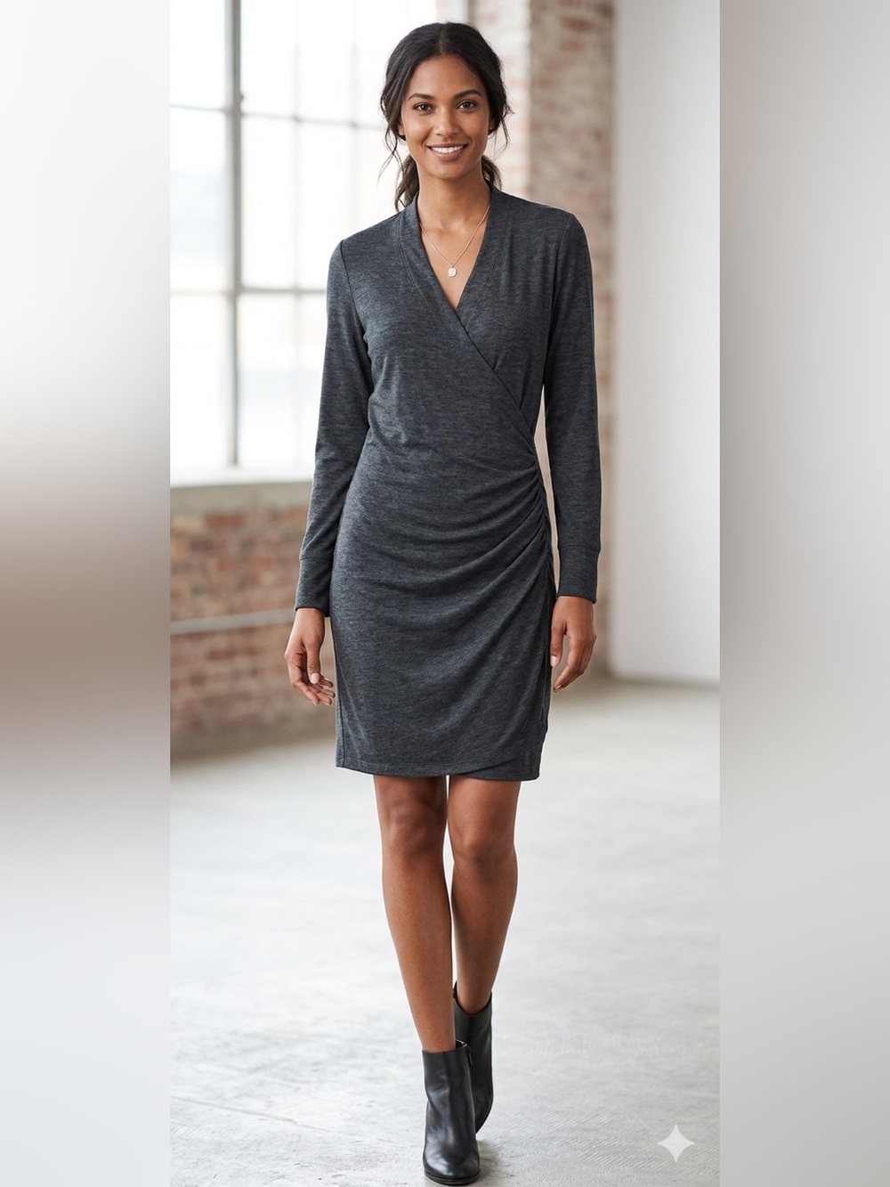 Banana Republic Charcoal Grey Knit Wrap Dress